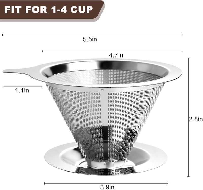 Annmexx Upgraded Pour Over Coffee Filter, Coffee Dripper, Paperless Mess Stainless Steel Coffee Filter, Maker One to Two Cup, Keeping Nature Coffee Flavour, Easy to Use and Clean (Large) - Image 2
